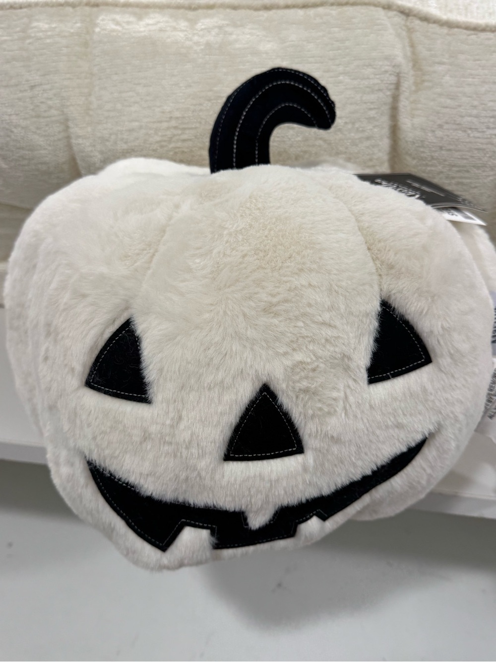 Martha stewart White Pumpkin Accent Pillow with Black Jack-O'-Lantern
